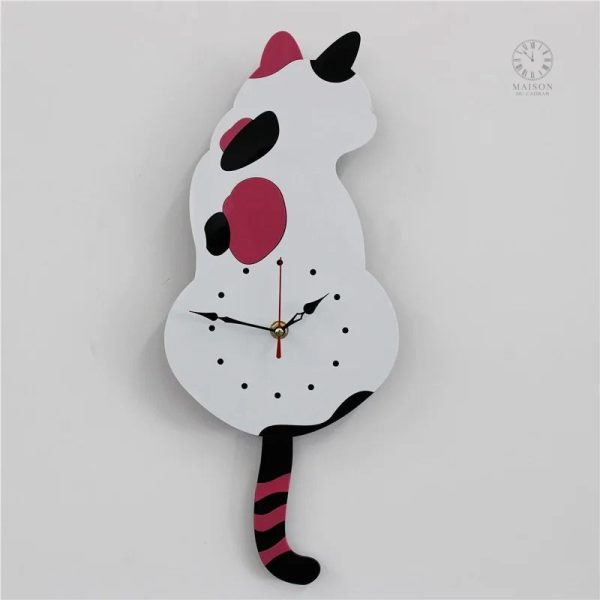 Horloge murale amusante représentant un chat, idéal pour salle à manger