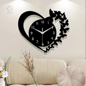 Horloge murale au design cœur pour décoration intérieure