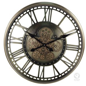Horloge décorative avec engrenages et chiffres romains