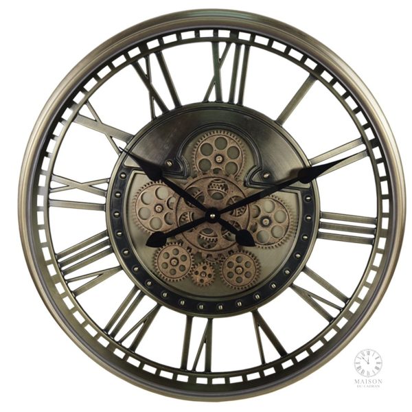 Horloge décorative avec engrenages et chiffres romains