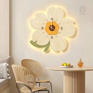 Horloge murale en forme de fleur, style moderne