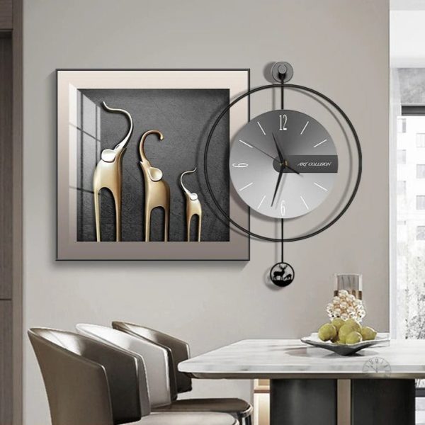 Horloge murale décorative avec motifs d'éléphants