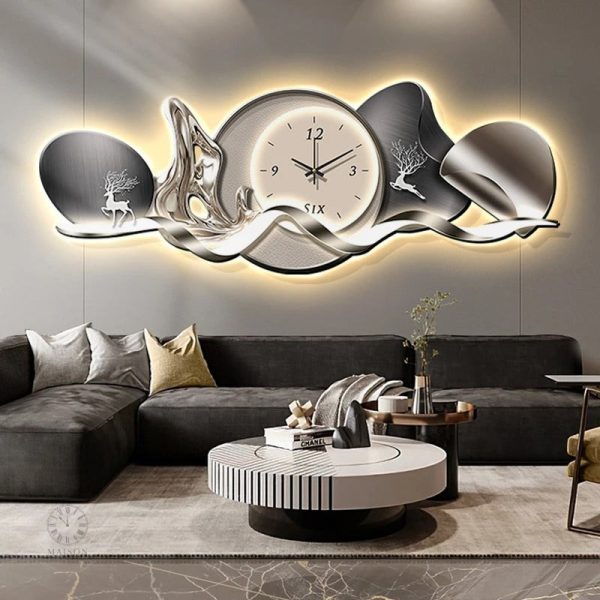 Grande horloge murale LED moderne et élégante