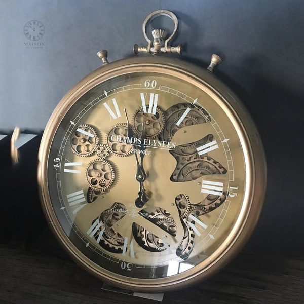 Horloge murale moderne avec engrenage visible