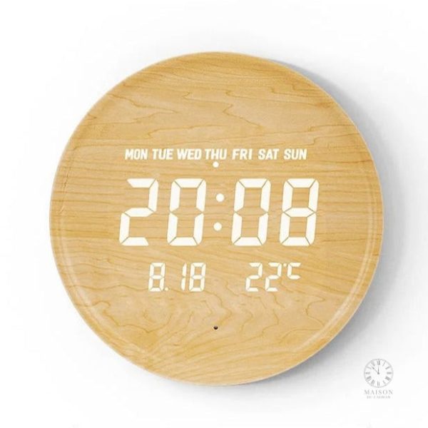Horloge décorative en bois avec technologie LED