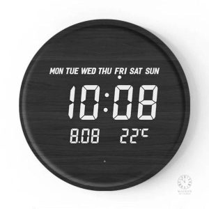 Horloge en bois design, éclairage LED intégré
