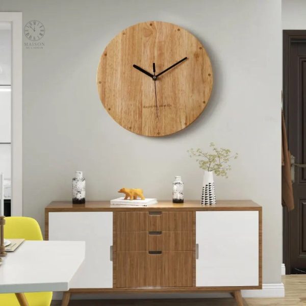 Horloge design bois, esthétique minimaliste et chic