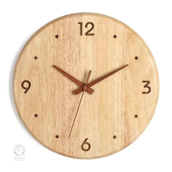 Horloge murale en bois, style naturel et moderne