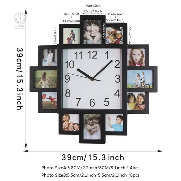 Horloge design avec espace photo personnalisé