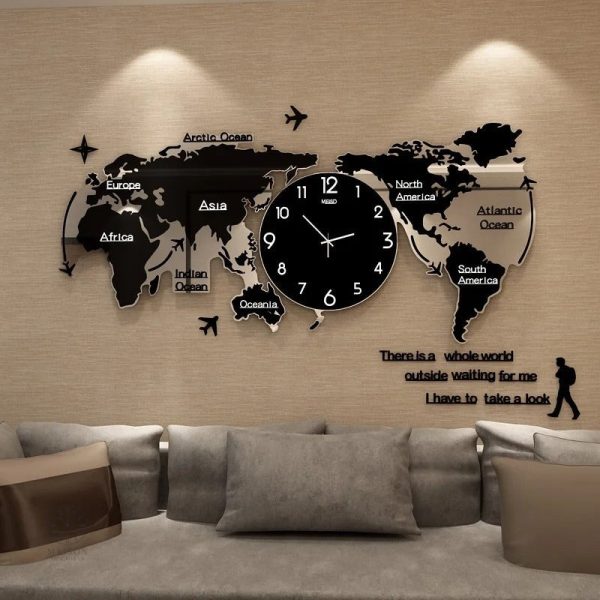 horloge-carte-du-monde-1 Horloge murale carte du monde décorative