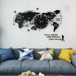 Horloge décorative avec motif carte du monde