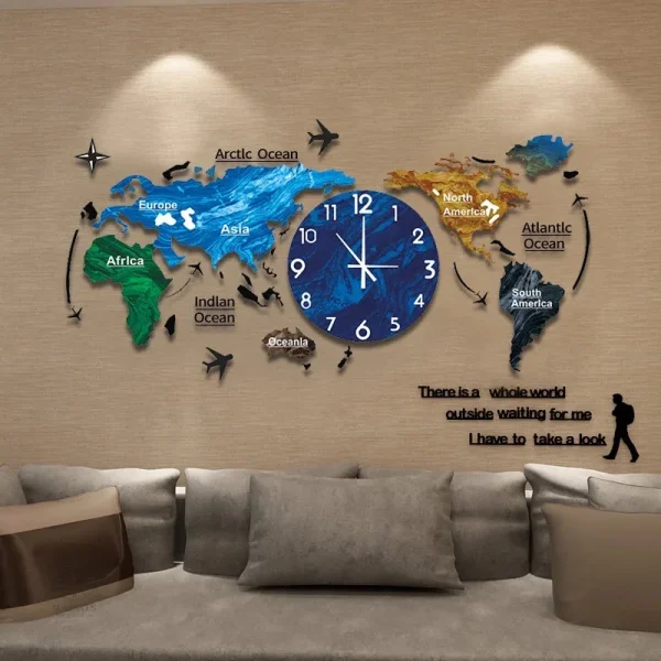 Horloge murale avec illustration géographique unique