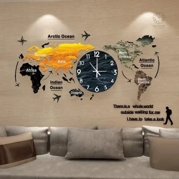 Accessoire mural carte du monde pour décoration intérieure