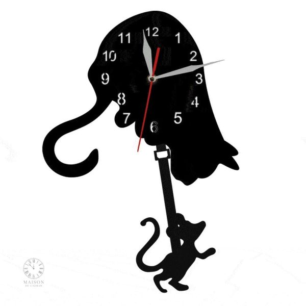Horloge murale design chat mignon