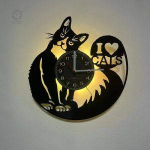 Horloge LED en forme de chat décorative