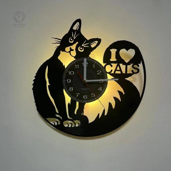 horloge-chat-led-1 Horloge LED en forme de chat décorative