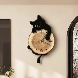 Horloge décorative Chat Noir élégante et moderne