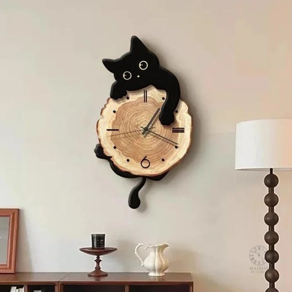 Horloge murale design Chat Noir avec style unique