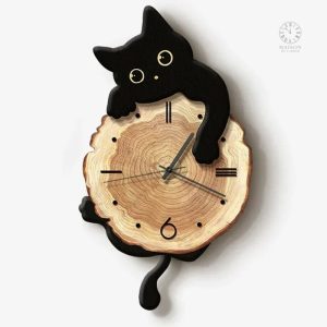 Horloge Chat Noir au design original et artistique