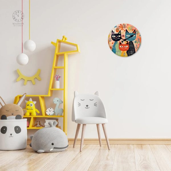 Horloge chats pour une touche ludique