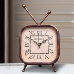 Horloge de Bureau Rétro élégante en bois et métal