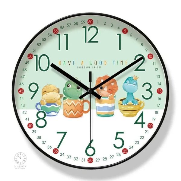 Horloge chambre thème dinosaure pour petits