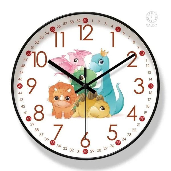 Horloge murale dinosaure pour enfants