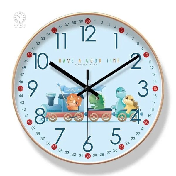 Horloge dinosaure en bois pour décoration