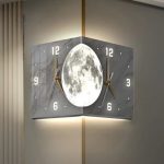 Horloge double face design lune pour décoration intérieure