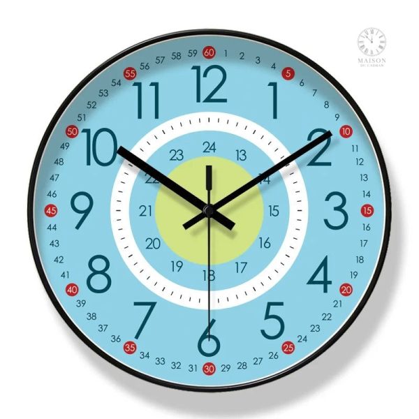 Horloge enfant avec chiffres colorés, idéale pour les petits
