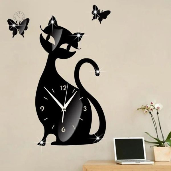 Horloge chat décorative en forme de félin