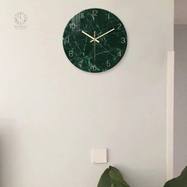 Horloge de Bureau en verre avec design marbré