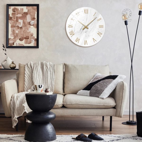 Horloge raffinée en verre, style chiffres romains