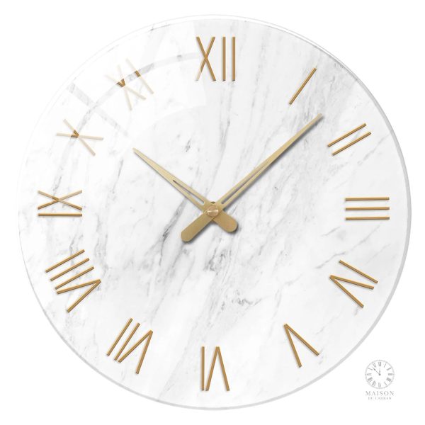 Horloge en verre chic, chiffres romains pour décoration intérieure
