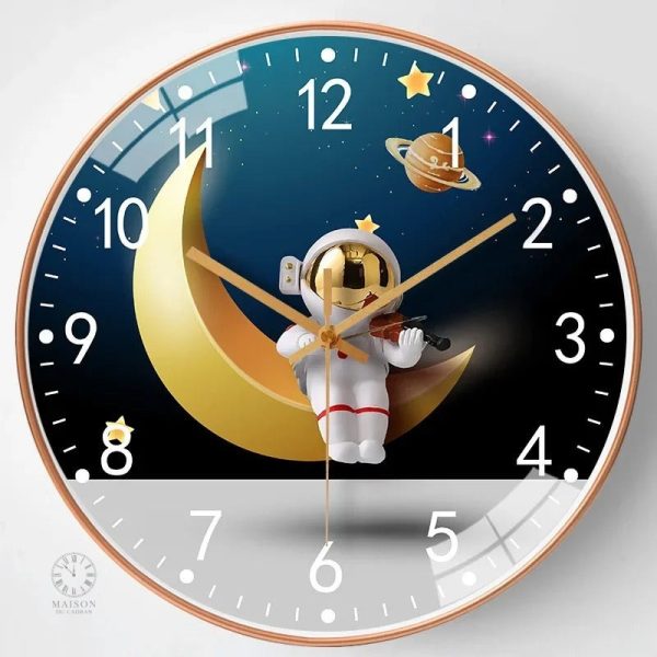 Horloge murale enfant avec motifs d'astronautes