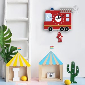 Horloge enfant camion de pompier colorée et ludique