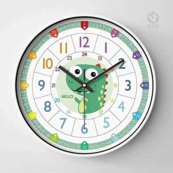 Horloge murale enfantine sur le thème des dinosaures