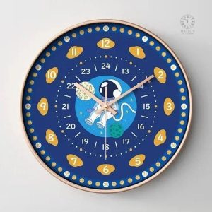 Horloge pour enfant, apprentissage du temps avec style astronaute