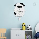 Horloge enfant en forme de vache colorée