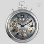 Horloge murale argent avec détails d'engrenage sophistiqués