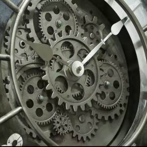 Horloge décorative avec mécanisme d'engrenage en style industriel