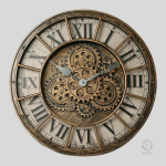 Horloge avec engrenages mobiles, style industriel élégant