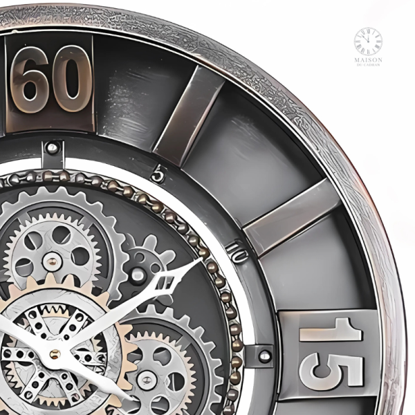 Horloge rétro avec finition en métal et bois
