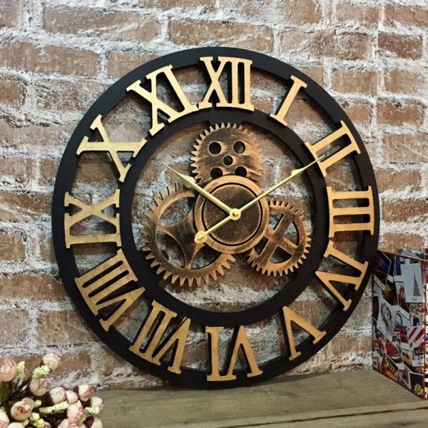 Horloge murale style industriel en métal