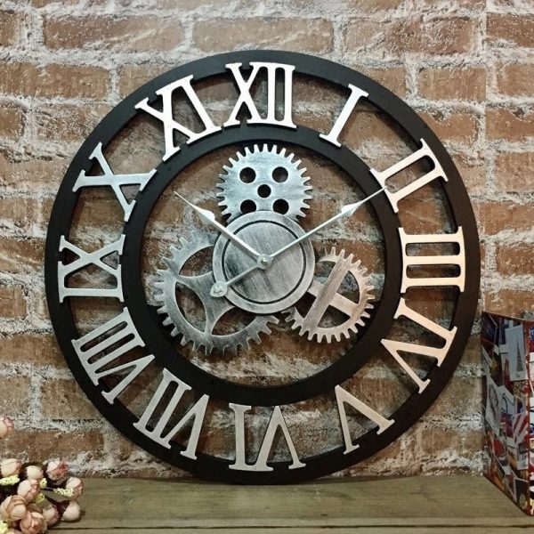 Horloge en métal avec finition rustique