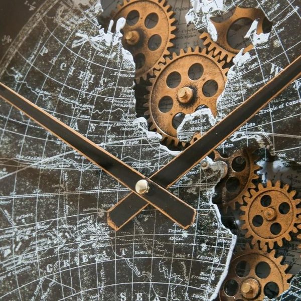 Horloge style industriel avec mécanisme d'engrenage décoratif