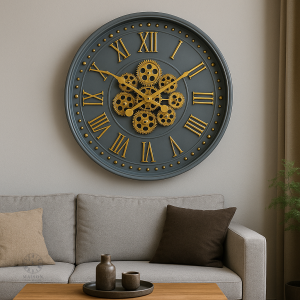 Horloge industrielle avec engrenage tournant