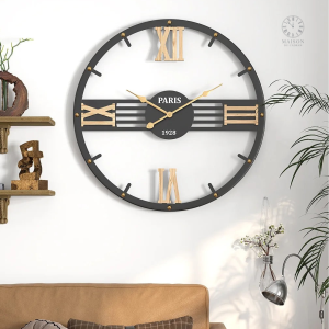 Horloge murale style industriel avec chiffres grands