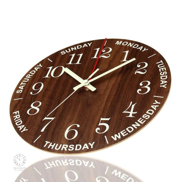 Horloge design en bois à LED