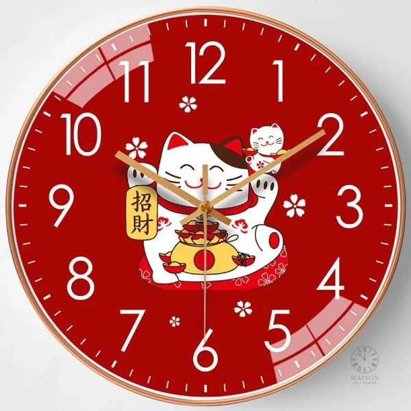 Horloge murale avec design Maneki Neko traditionnel